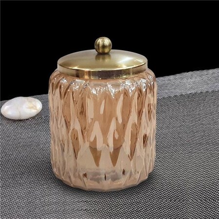 Nu Steel Nusteel GLA328C-1 Amber Glass With Gold Colored Steel Cotton Container GLA328C-1
